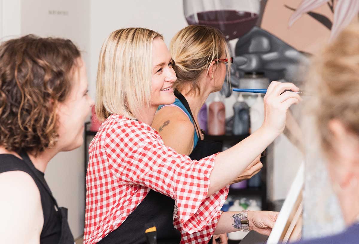 Mothers Day ideas Liverpool include a sip and paint class at Pinot and Picasso Liverpool