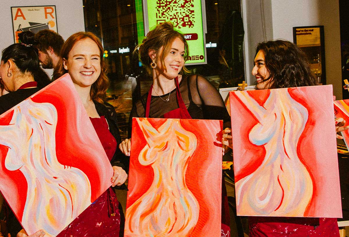 Hen do ideas UK include a paint and sip party at Pinot and Picasso