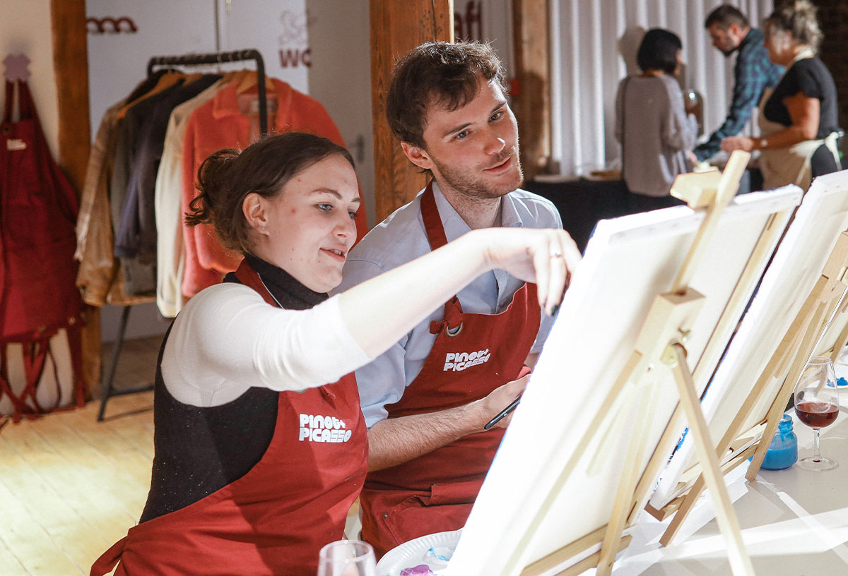Birthday party ideas Brighton include a sip and paint party at Pinot and Picasso