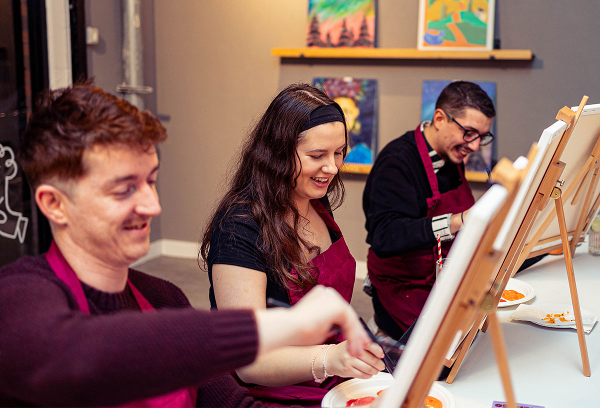 Birthday party ideas Liverpool include a paint and sip party at Pinot and Picasso