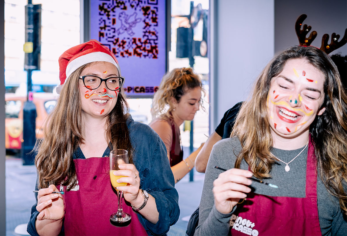 Christmas activities Leeds include a paint and sip session at Pinot & Picasso