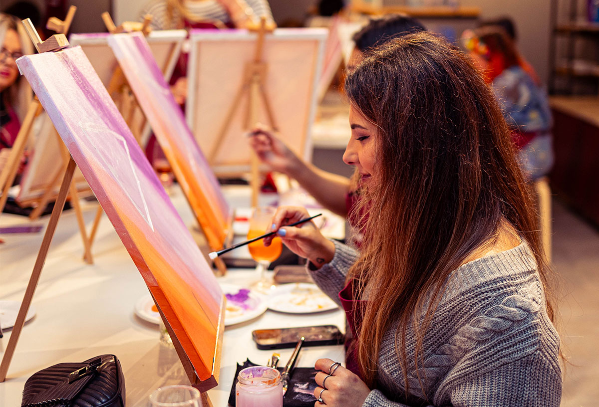 Summer activities in Liverpool include a sip and paint session at Pinot and Picasso