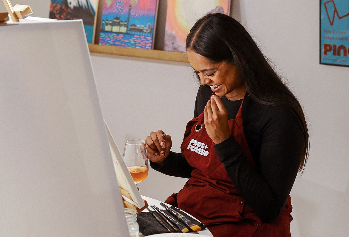 Summer activities in Brighton include a paint and sip session at Pinot and Picasso