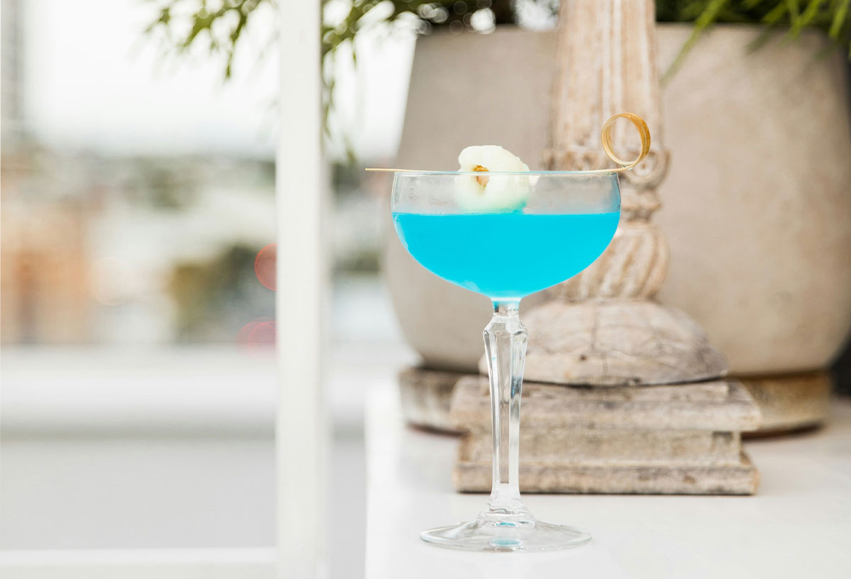 Drinks on a rooftop bar